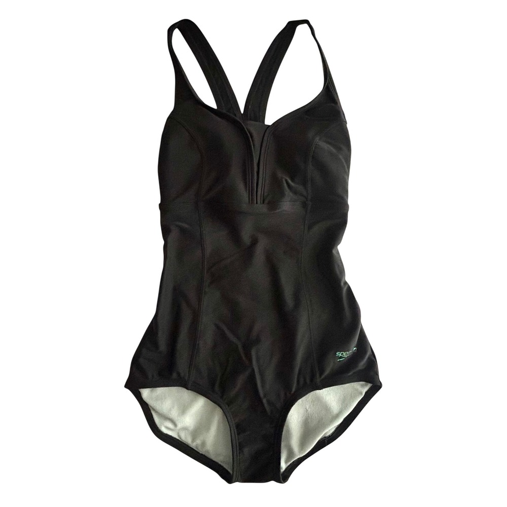 Speedo Womens 6‎ Black 1 Pc Swimsuit Crossback Training Swimwear 7723967 EUC